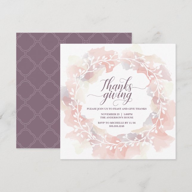 Thanksgiving Invitation, Custom, Elegant Invite (Front/Back)