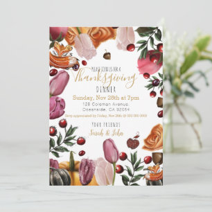 Thanksgiving Invitation fleurie colorée