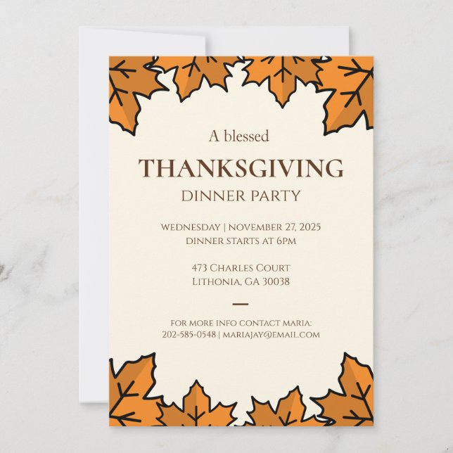  Thanksgiving Invitation – Printable Potluck Invt (Devant)