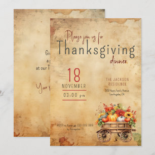 Thanksgiving Invitation Russe Citrouille Panier