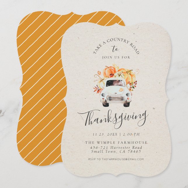THANKSGIVING INVITATION |  Rustic Fall Harvest (Front/Back)