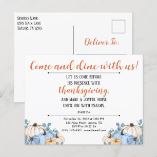 Thanksgiving Invitation Scripture Pumpkin Patch Postcard