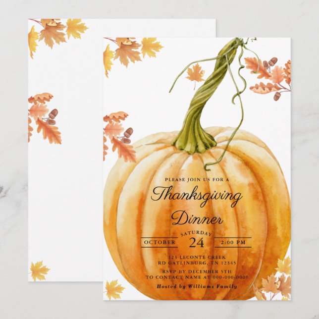 Thanksgiving Invitation Template (Front/Back)