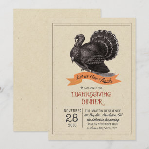 Thanksgiving Invitation Turquie Vintage