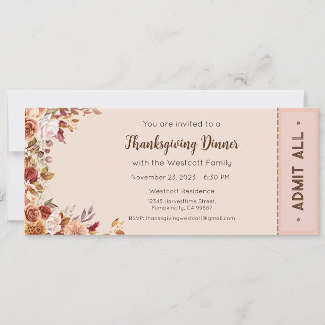 Thanksgiving Invite, Thanksgiving Dinner Invite (Front)