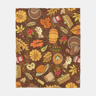 Thanksgiving items: cartoon colourful pattern. fleece blanket