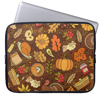 Thanksgiving items: cartoon colourful pattern. laptop sleeve