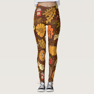 Thanksgiving items: cartoon colourful pattern. leggings