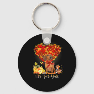 Thanksgiving It's Fall Y'all Dachshund Keychain