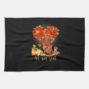 Thanksgiving It's Fall Y'all Dachshund Kitchen Towel