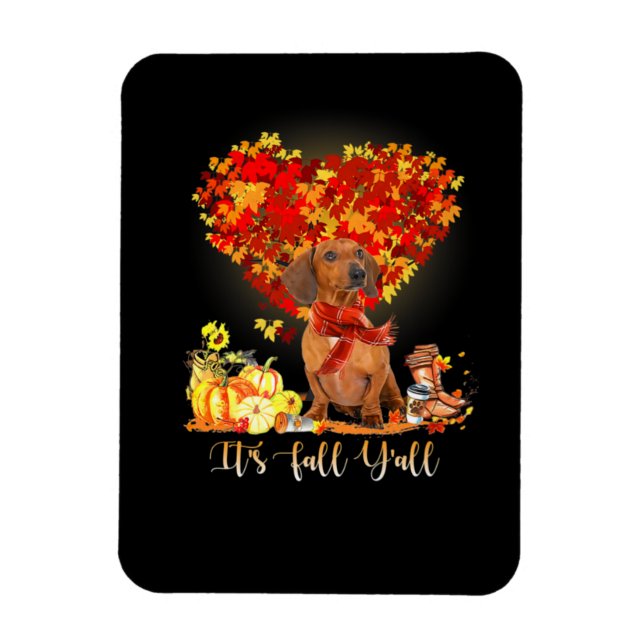 Thanksgiving It's Fall Y'all Dachshund Magnet (Vertical)