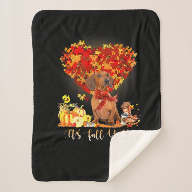 Thanksgiving It's Fall Y'all Dachshund Sherpa Blanket (Front)