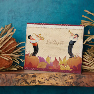 Thanksgiving Jazz Fall Maple Leaves Vintage Plaque