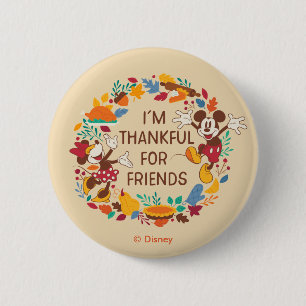 Thanksgiving Joy with Mickey and Minnie 2 Inch Round Button