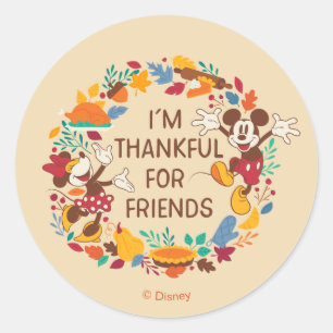 Thanksgiving Joy with Mickey and Minnie Classic Round Sticker