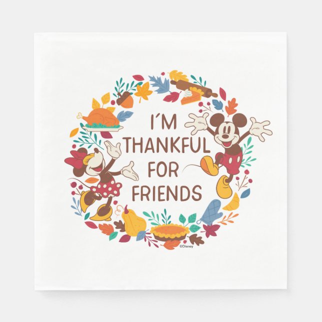 Thanksgiving Joy with Mickey and Minnie Napkin (Front)