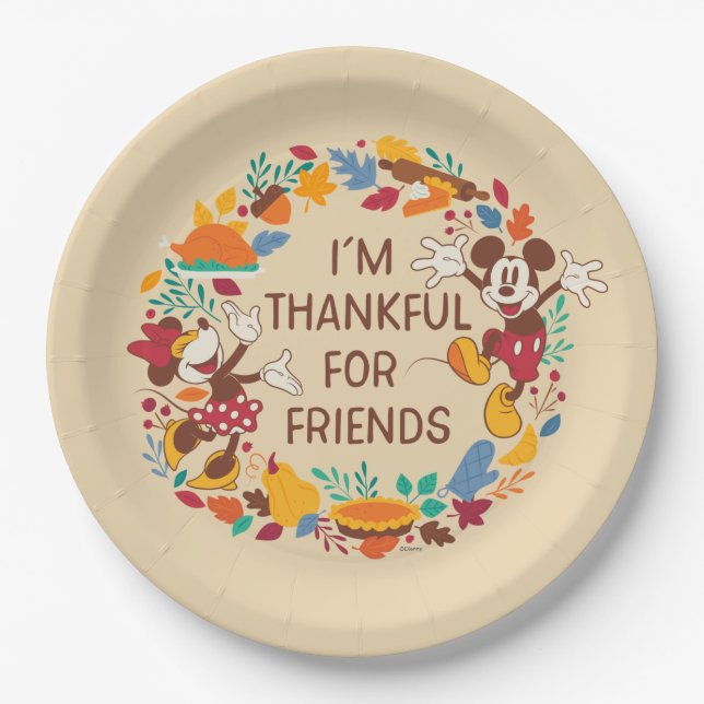 Thanksgiving Joy with Mickey and Minnie Paper Plate (Front)