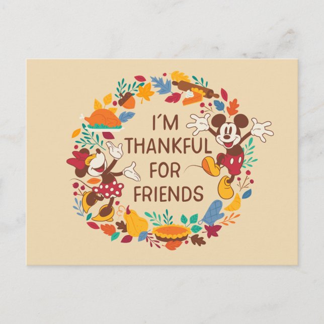 Thanksgiving Joy with Mickey and Minnie Postcard (Front)