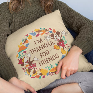 Thanksgiving Joy with Mickey and Minnie Throw Pillow