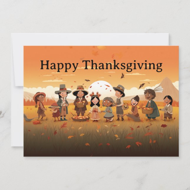 Thanksgiving Kids 13  Holiday Card (Front)