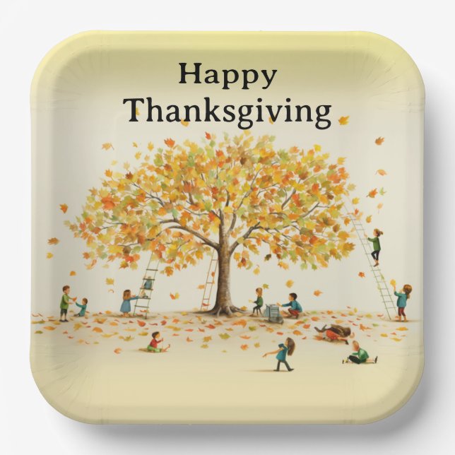 Thanksgiving Kids 14  Paper Plate (Front)