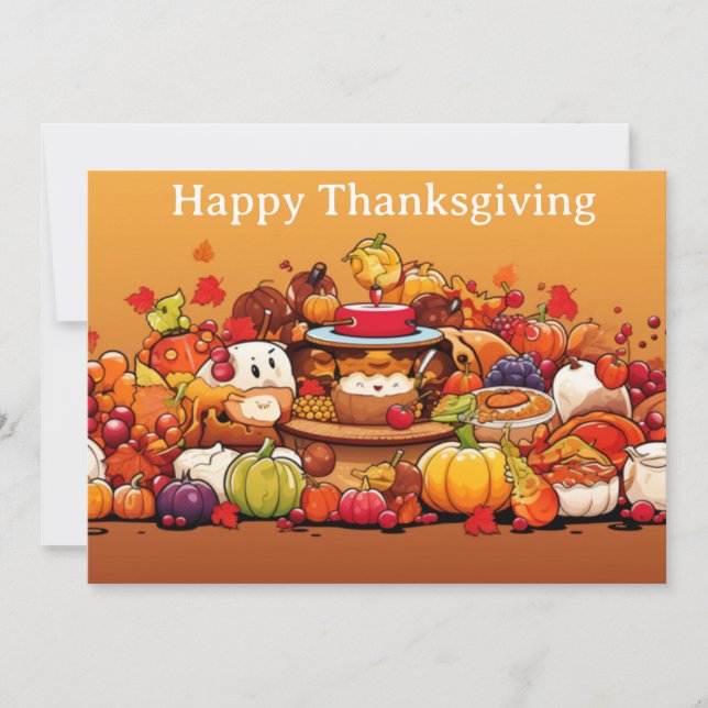 Thanksgiving Kids 3  Holiday Card (Front)