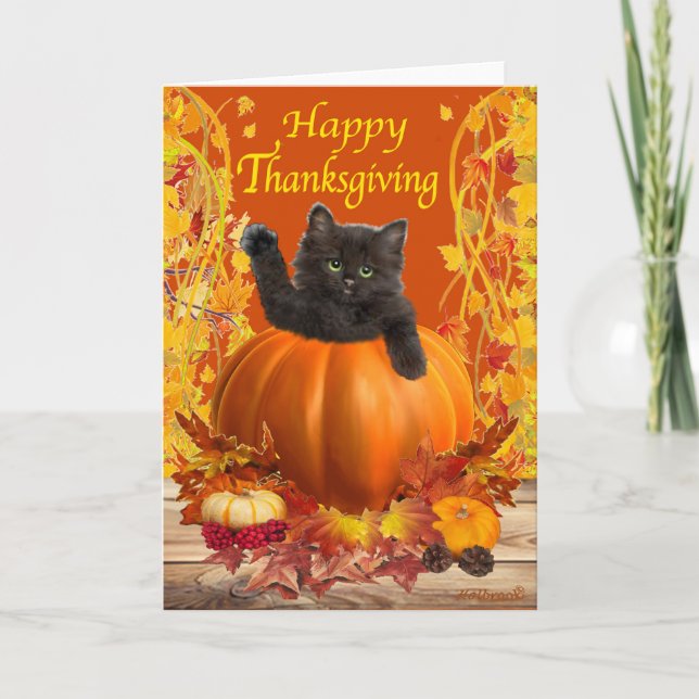 Thanksgiving Kitty Holiday Card (Front)