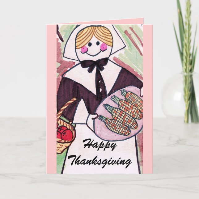 THANKSGIVING LADY PILGRIM card (Front)