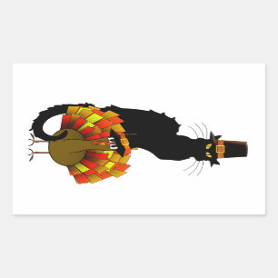 Thanksgiving Le Chat Noir With Turkey Pilgrim Sticker