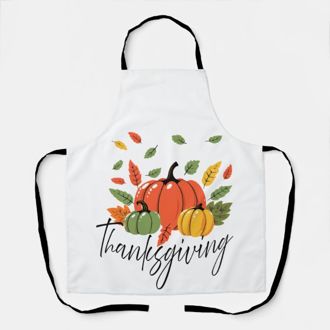Thanksgiving Leaves and Pumpkin in Autumn colors Apron (Front)