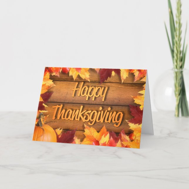 Thanksgiving Leaves Holiday Card (Front)