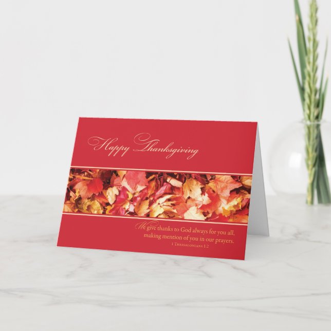 Thanksgiving Leaves, Religious Holiday Card (Front)