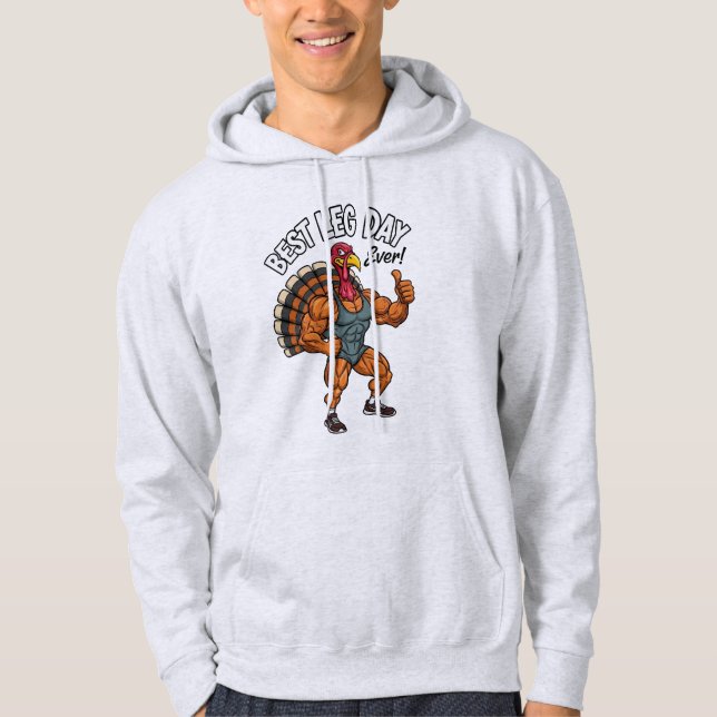 Thanksgiving Leg Day Adult Pullover Hoodie (Devant)