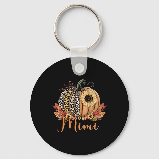 Thanksgiving Leopard Pumpkin And Sunflower Mimi  Keychain (Front)