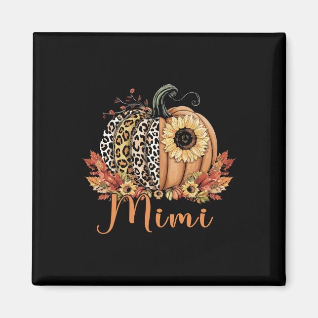 Thanksgiving Leopard Pumpkin And Sunflower Mimi  Magnet (Front)