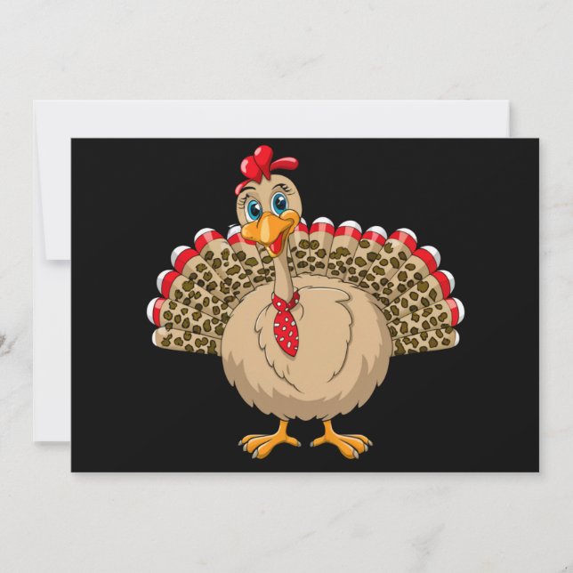 Thanksgiving Leopard Turkey Thanksgiving Autumn  Invitation (Front)