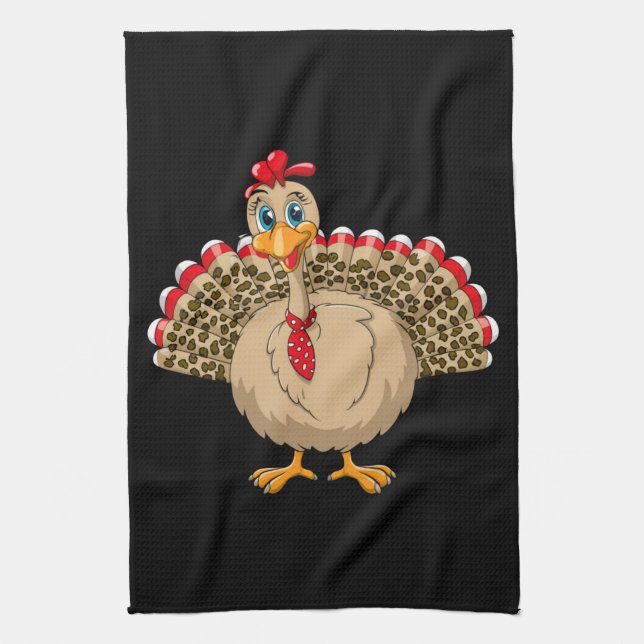 Thanksgiving Leopard Turkey Thanksgiving Autumn  Kitchen Towel (Vertical)