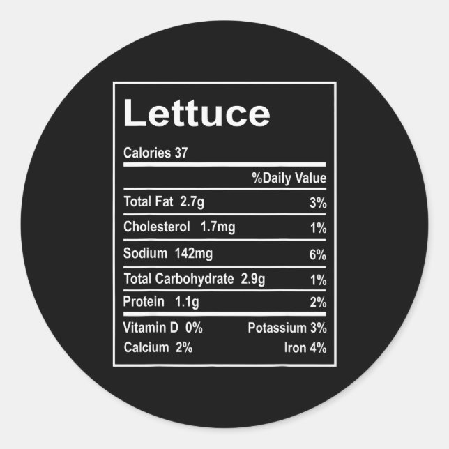 Thanksgiving Lettuce Nutrition Facts Men Women Chr Classic Round Sticker (Front)