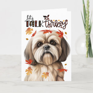 Thanksgiving Lhasa Apso Let's Talk Turkey Holiday Card