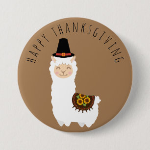 Thanksgiving Llama 3 Inch Round Button