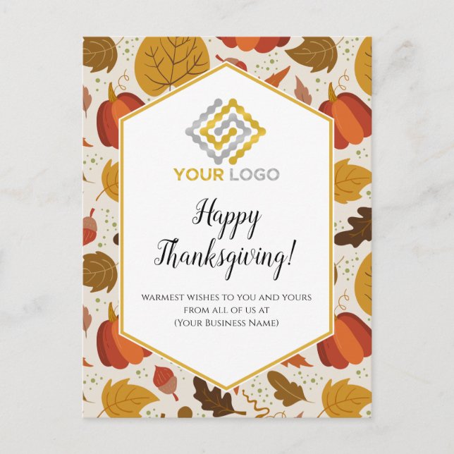 Thanksgiving Logo Business Postcard (Front)