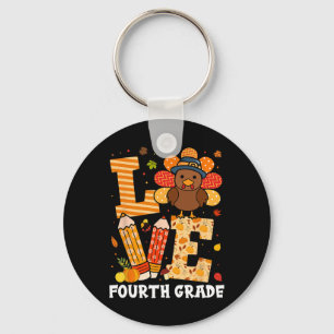 Thanksgiving Love Fourth Grade Teacher Turkey Autu Keychain