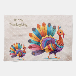 Thanksgiving Lumineuses Plumes Turquie Serviette d