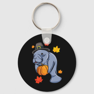 Thanksgiving Manatee Pilgrim Fall Pumpkin Dugong  Keychain