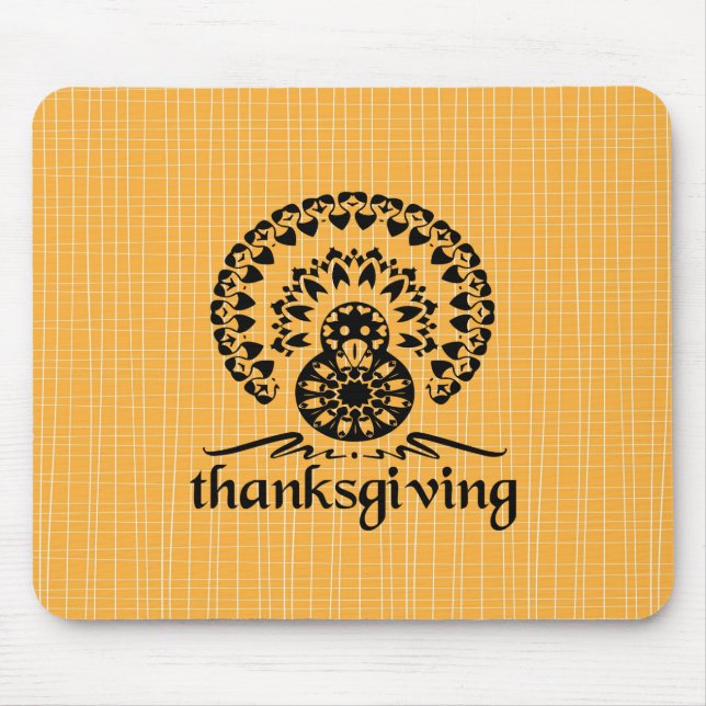 Thanksgiving Mandala Turkey Boho Folk Art Mouse Pad (Front)