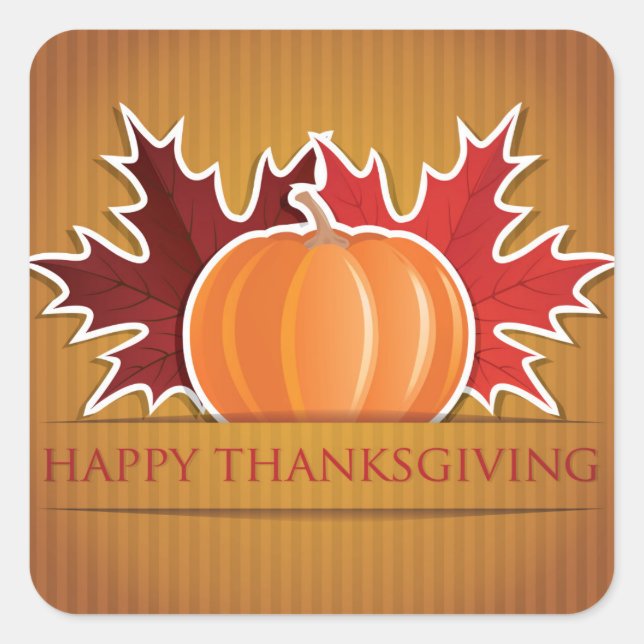 Thanksgiving maple and pumpkin square sticker (Front)
