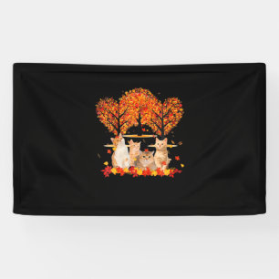 Thanksgiving Maple Cat Heart Shape Tree Leaf Banner