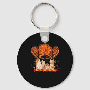 Thanksgiving Maple Cat Heart Shape Tree Leaf Keychain