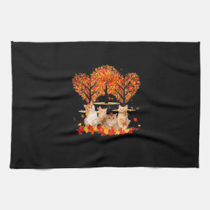 Thanksgiving Maple Cat Heart Shape Tree Leaf Kitchen Towel