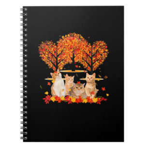 Thanksgiving Maple Cat Heart Shape Tree Leaf Notebook